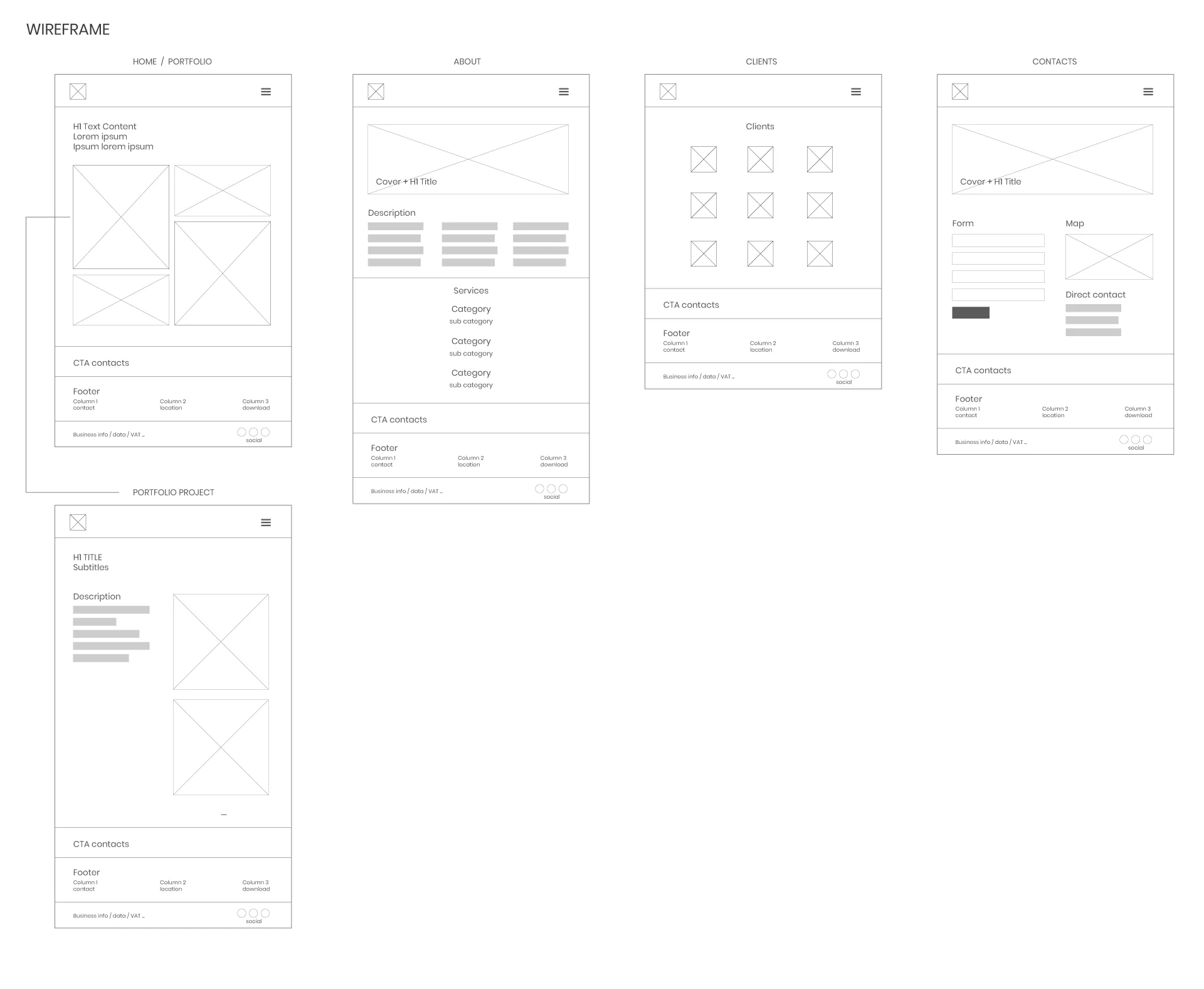 Wireframe - Giulio Simeone Design Studio - Federica Sanavio Designer